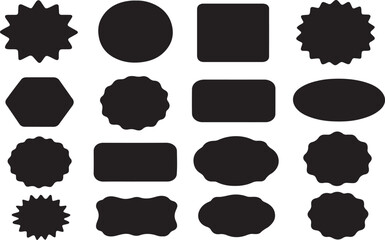 Set of Black Sticker Label Shapes Vector