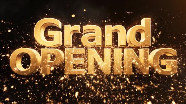 Grand Opening with Golden Fireworks Background.