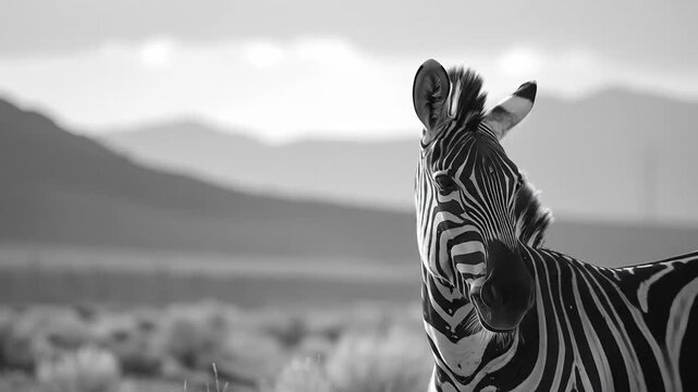 Zebra in Black and White, African Wildlife Portrait