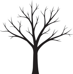 Obraz premium Illustration of black silhouette of a bare tree with many branches on