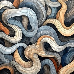 Artistic swirl design, flowing intertwined lines, varied colors, abstract art