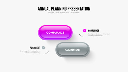 Consulting Forecast 2 Option Infographic Presentation Layout. Advertising Launch Two Step Diagram Frame Design. Market Overview Slide Template Vector Illustration.
