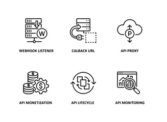 Webhook Listener Callback URL API Proxy API Monetization API Lifecycle API Monitoring Icon Set