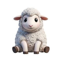 Cartoon 3d sheep isolated on transparent background