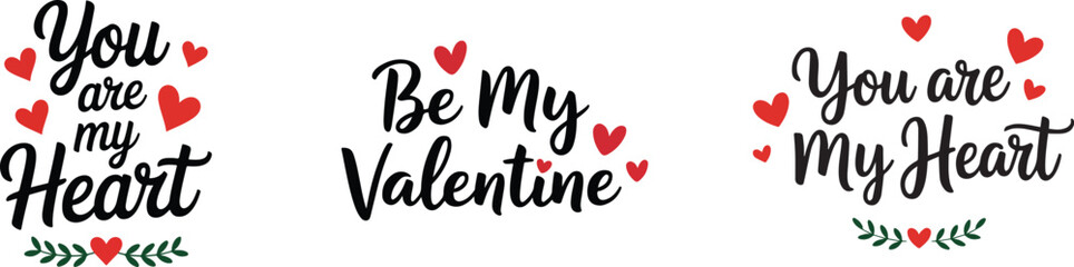 Sweet Valentine's Day Love Hearts Calligraphy Designs Collection