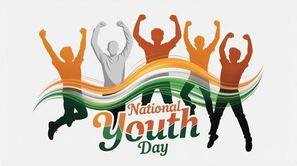 National Youth Day January 12 Illustration with Celebrating Youth and Tricolor