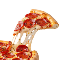 Fresh pizza isolated on transparent background