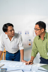 Architect Engineer Design Working on Blueprint Planning Concept. Construction Concept