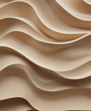 Abstract beige wavy texture with flowing organic lines and soft shadows.