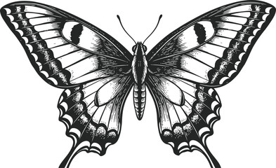 Butterfly Engraving Illustration – Detailed Insect Wings Vintage Line Art © Ishtiaq