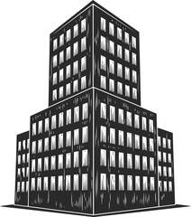 Modern Office Building Illustration &ndash; Urban Skyscraper Architecture Line Art