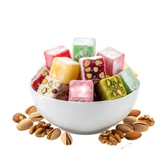candy in a bowl on white backgroun