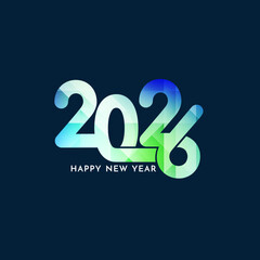 Happy new year 2026 colorful text design decorative background