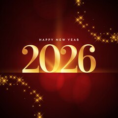 Glossy red color Happy new year 2026 background