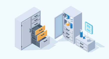 Obraz premium Organize your space with modern storage solutions and minimalist furniture for a clean, clutter-free look in your home or office today