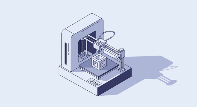Modern 3D printer creating unique cube, innovative technology for fast prototyping and creative designs, perfect for engineering projects and product development