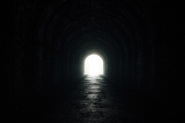 Naklejka premium Light at the end of a long, dark tunnel, representing hope, new beginnings, and a journey into the.
