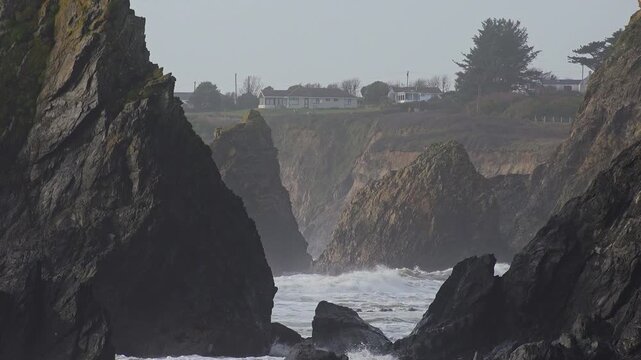 Atlantic storm coast of Waterford Ireland high tides batter fragile sea cliffs prone to erosion