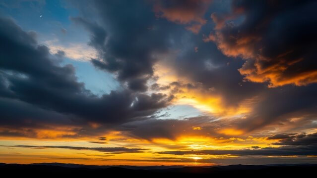 Vivid sunset with clouds
