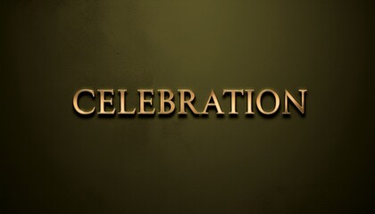 Obraz premium 【重厚な祝祭】マットなオリーブグリーン背景に輝く、立体的なゴールドの「CELEBRATION」文字