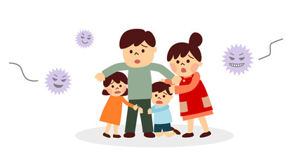 ウイルスを怖がっている家族