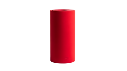 Bright red cylindrical foam roller isolated for sports and fitness applications isolated on transparent background