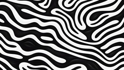 Abstract black and white wavy pattern with organic shapes