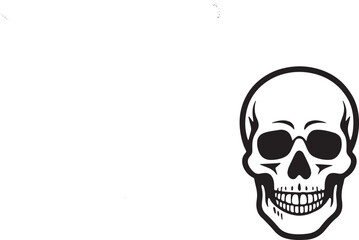 Obraz premium Simple Skull Illustration in Minimal Black and White Style.
