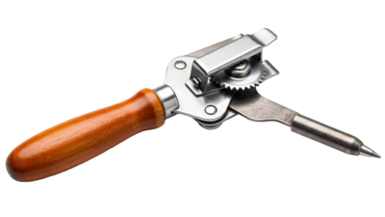 Vintage hand drill with wooden handle isolated on transparent background