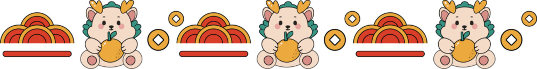 Cute Dragon Chinese New Year Border Decoration 
