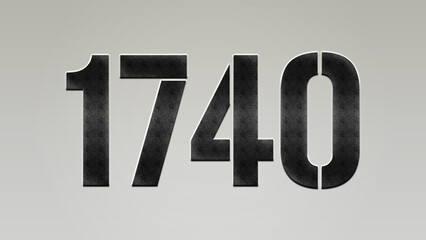 3D Bold metal number 1740 on silver background.