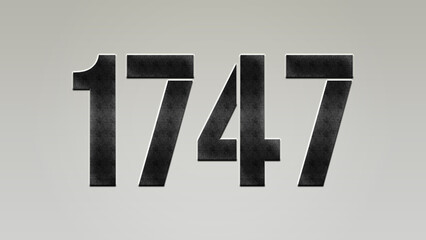 3D Bold metal number 1747 on silver background.