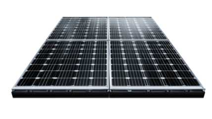 High-quality solar panel close-up with sleek design isolated on white background


