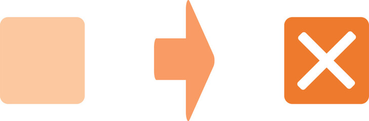 Error and NG icon set with arrow flow