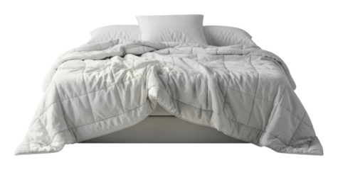 Cozy bedding display home bedroom product aesthetic isolated on transparent background