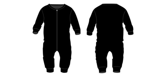 Baby Zip-up Sleepsuit Mockup Template Vector
