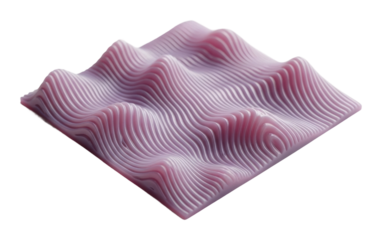 Textured pink waves abstract design isolated on transparent background