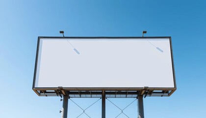 Obraz premium Giant empty billboard against a clear blue sky, daytime, billboard