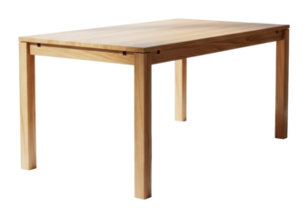 Modern wooden dining table home interior furniture minimalist style isolated on transparent background