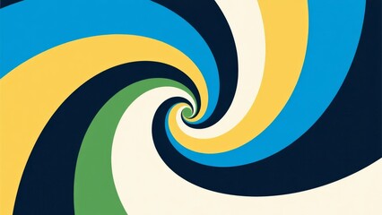 Abstract spiral pattern with swirling colors in blue, yellow, green, and white