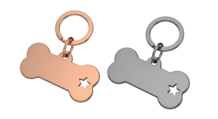 Rose Gold and Silver Bone-Shaped Pet ID Tags with Star Cutout Product Shot