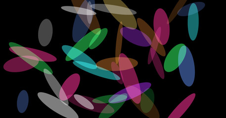 Abstract colorful shapes on black background
