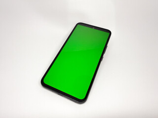 Mobile Phone with Green Screen for Website Preview Mockup