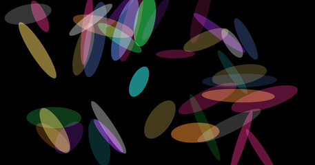 Colorful abstract ellipses on black background