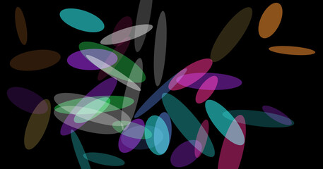 Colorful ellipses on black background