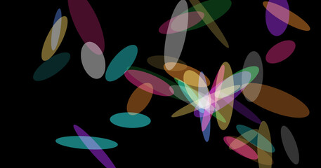 Colorful ellipses on black background