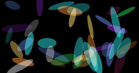 Abstract elliptical shapes on black background