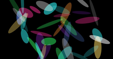 Colorful abstract ellipses on black background