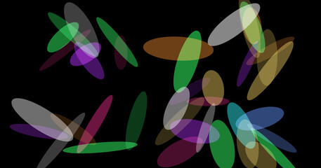 Colorful abstract ellipses on black background