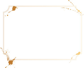 金のフレーム 金の墨と飛び散るレトロで変わったフレーム・枠イラスト素材